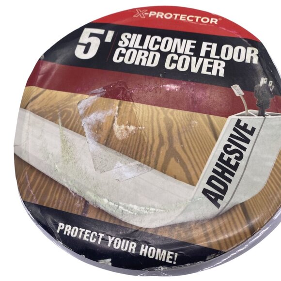 X-Protector Cord Cover 5ft Red Silicone Self-Adhesive Cord Guard for Floor - Picture 4 of 5